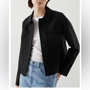 Cos cropped fitted over shirt in grey/green